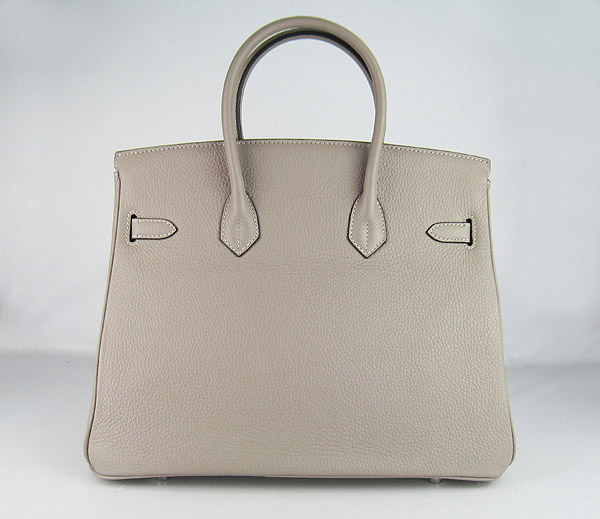 High Quality Fake Hermes 35CM Embossed Veins Leather Bag Grey 6089